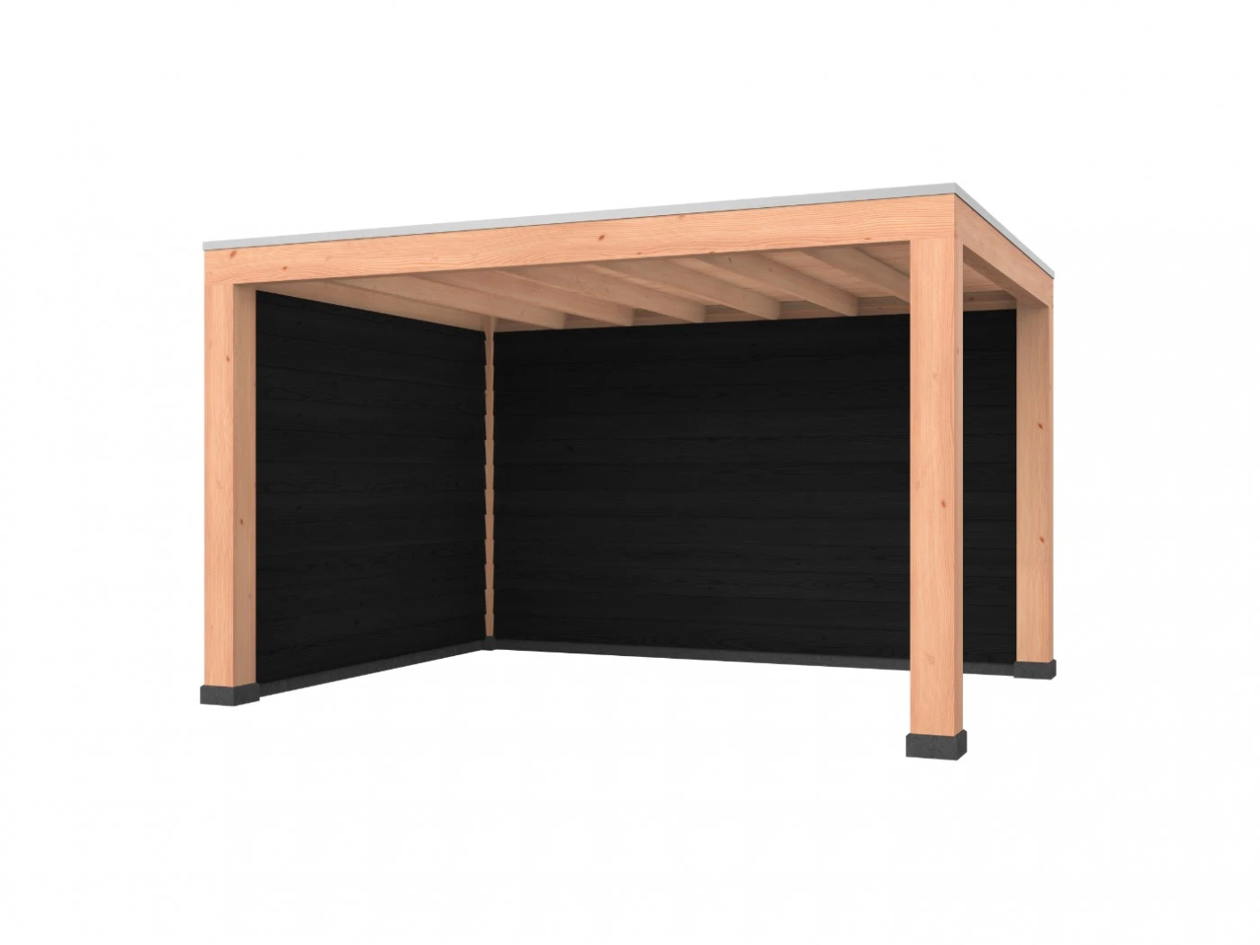Douglas overkapping, 400 x 300, met achterwand en zijwand, Westwood Robuust zwart - Afbeelding 1